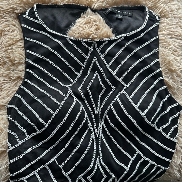 Aidan Mattox Black and Silver Beaded Blouse - Picture 5 of 14